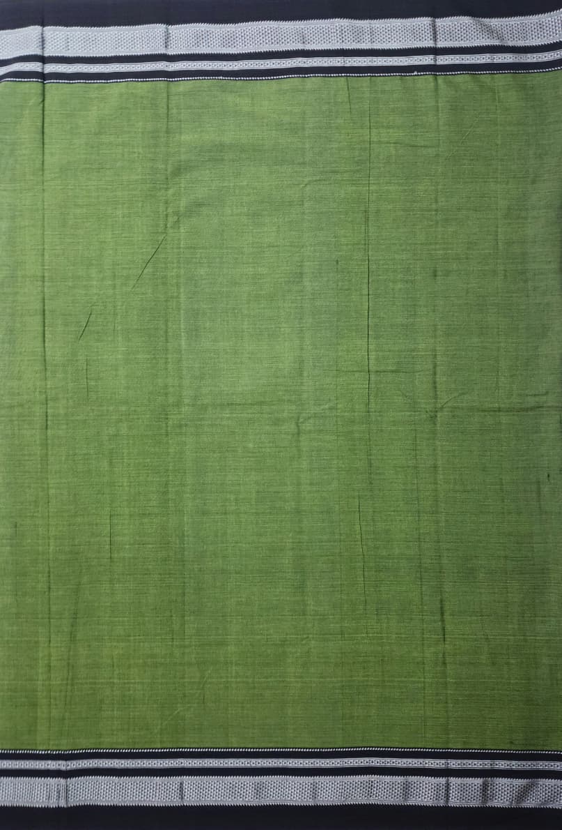 Olive Green Ilkal Cotton Handloom Saree with Silk Pallu