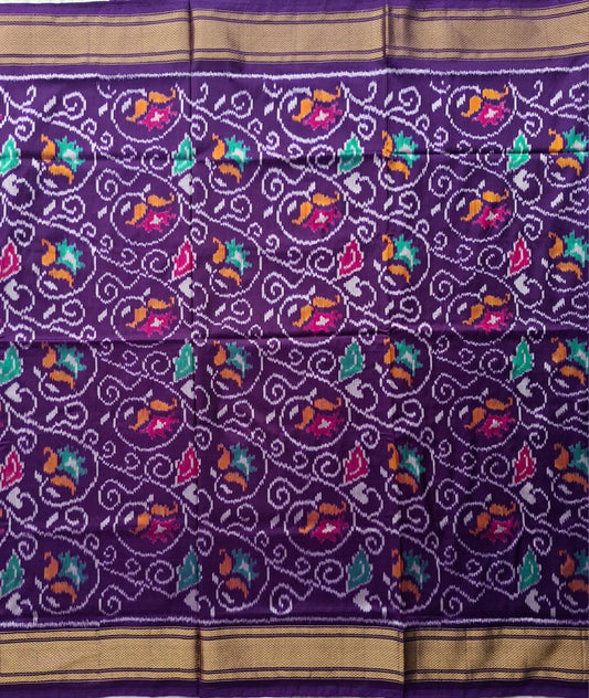 Purple Handloom Pochampally pure silk -Floral design