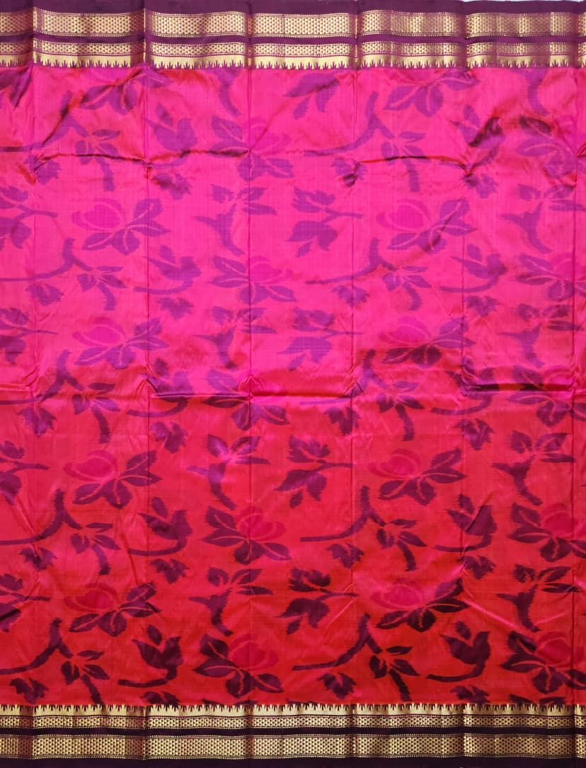 Deep Red Handloom Ilkal Pure Silk Saree - Ikkat Edition