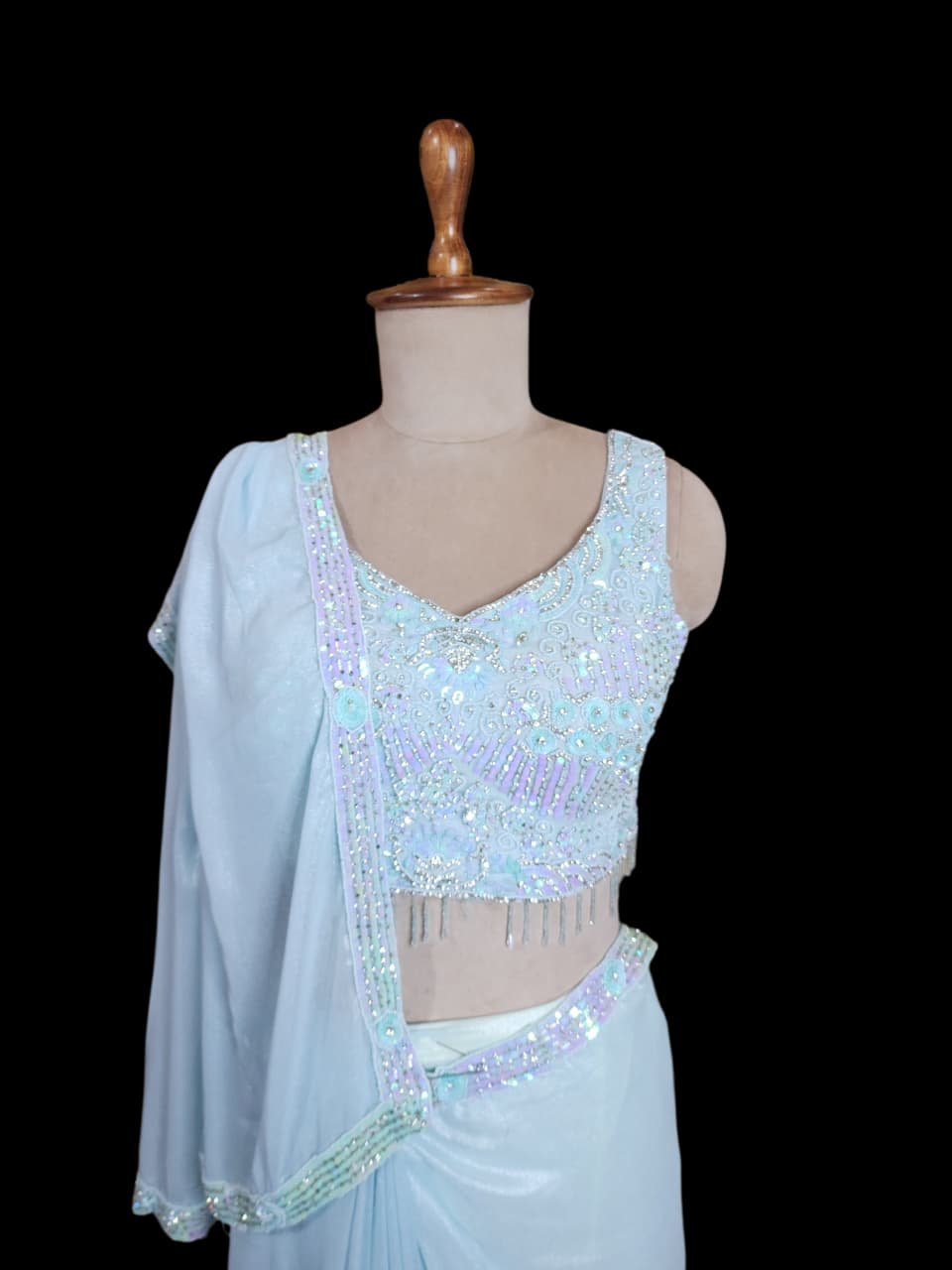 Crystal Frost – Saree with Designer Beaded Blouse