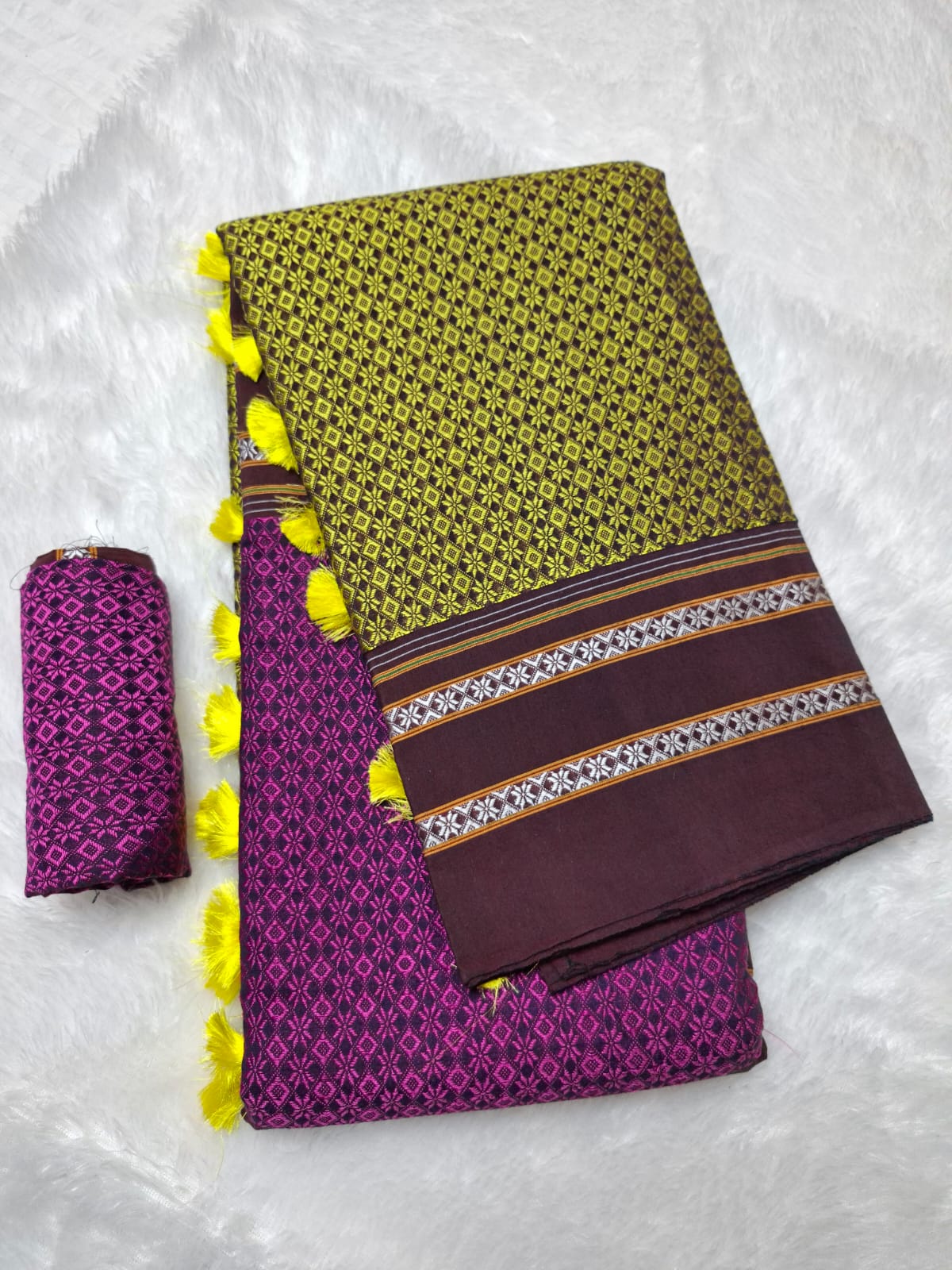 Green Pink Ilkal Khun 3D Saree