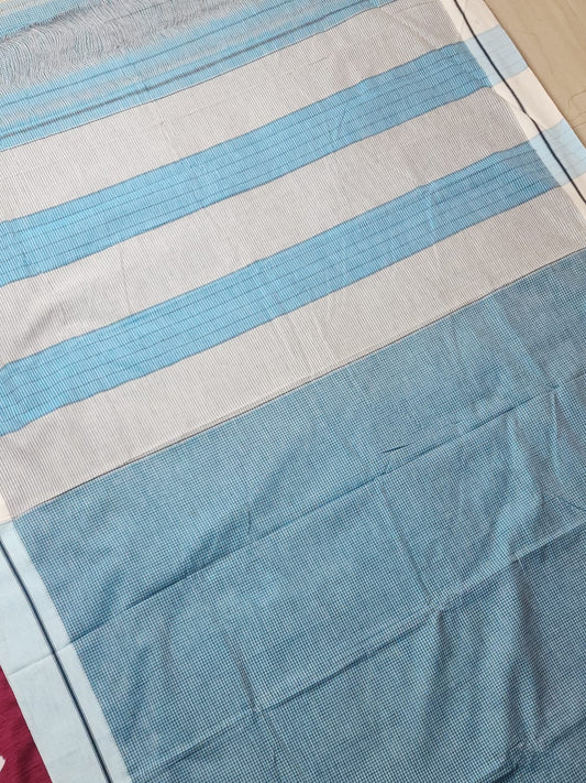 classic navy blue checks Patteda Anchu Ilkal Saree