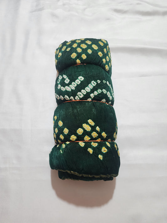 Emerald Green with Golden Zari Pallu Bandhani Modal Silk Saree