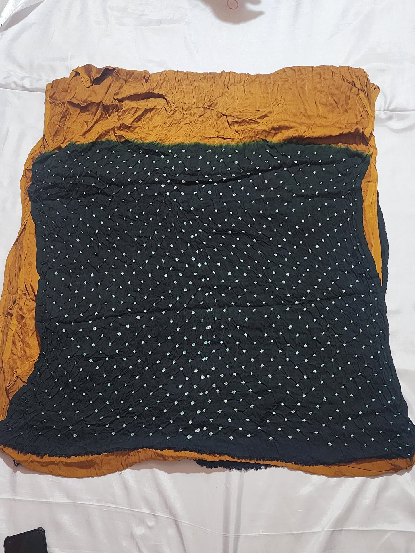 Black with Mustard Border and Golden Zari Pallu Bandani Modal Silk Saree