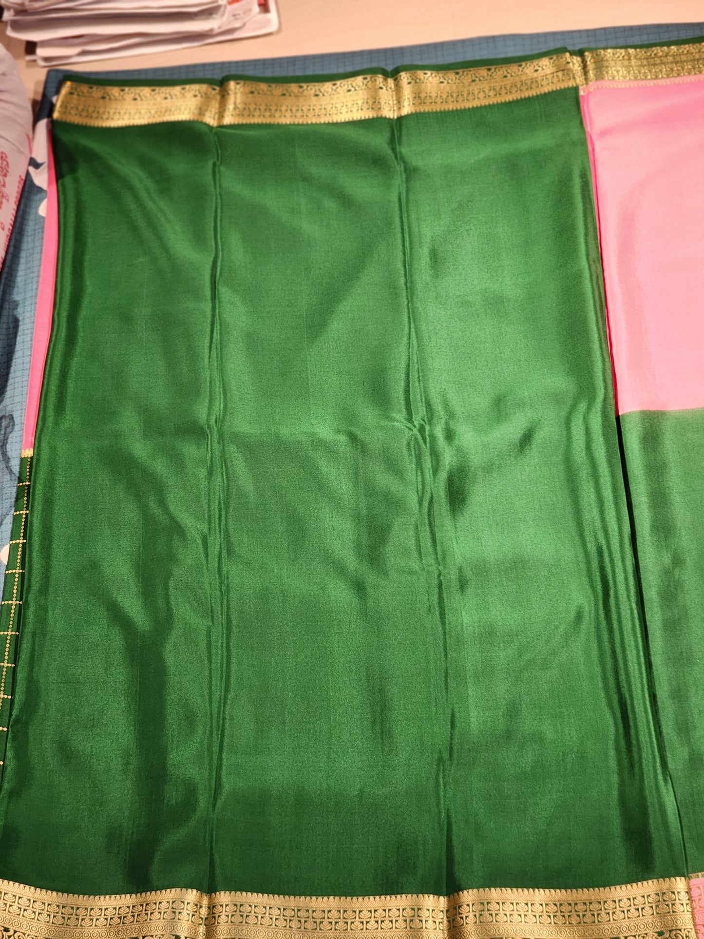Peacock Green Mysore Silk Saree