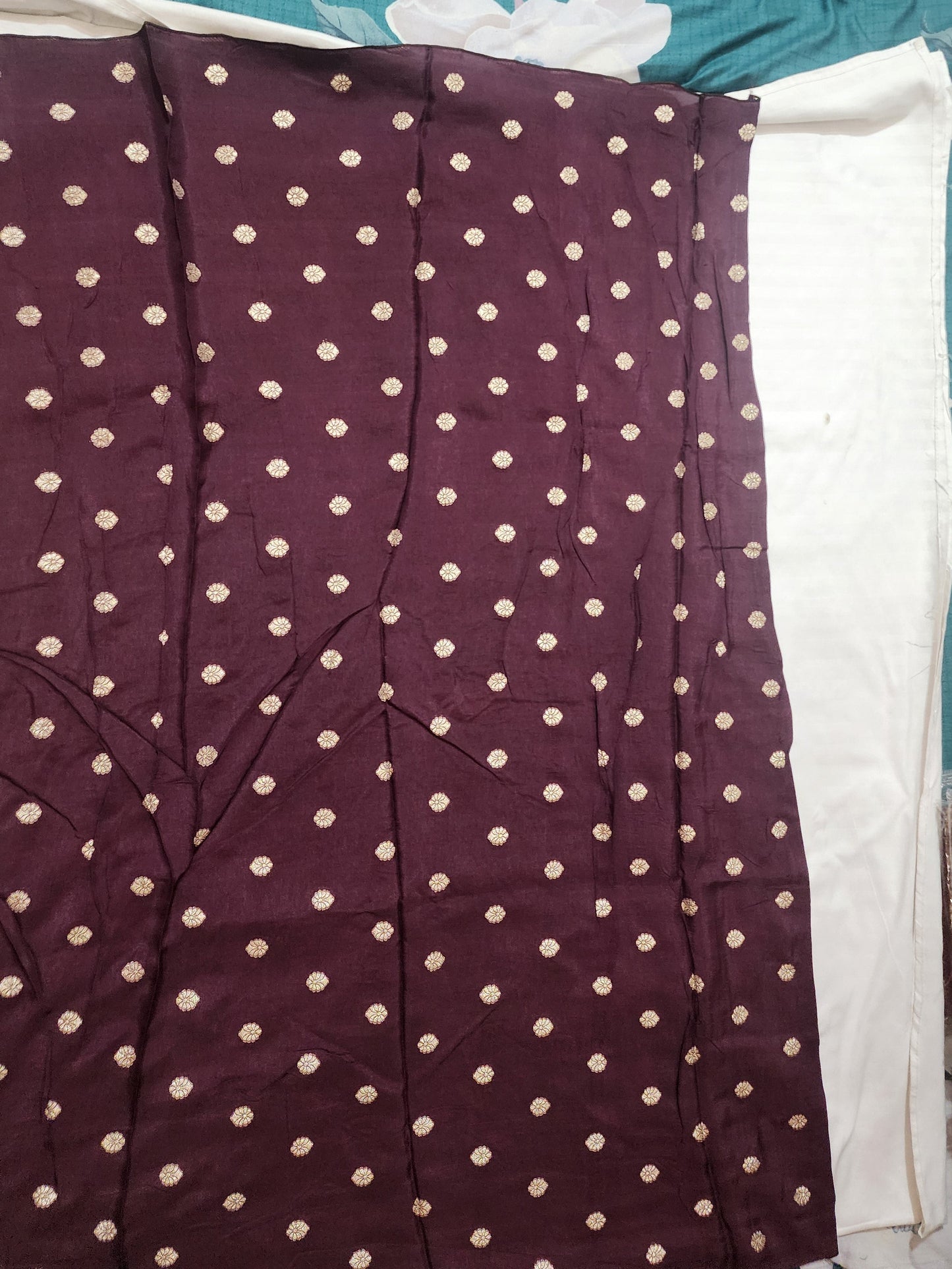 Maroon dola silk wave print