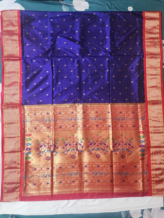 blue-Red-Paithani-Silk