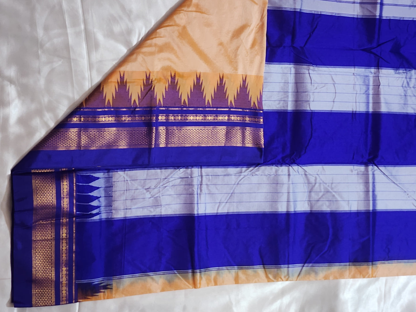 Peach Ilkal Semi-silk Saree