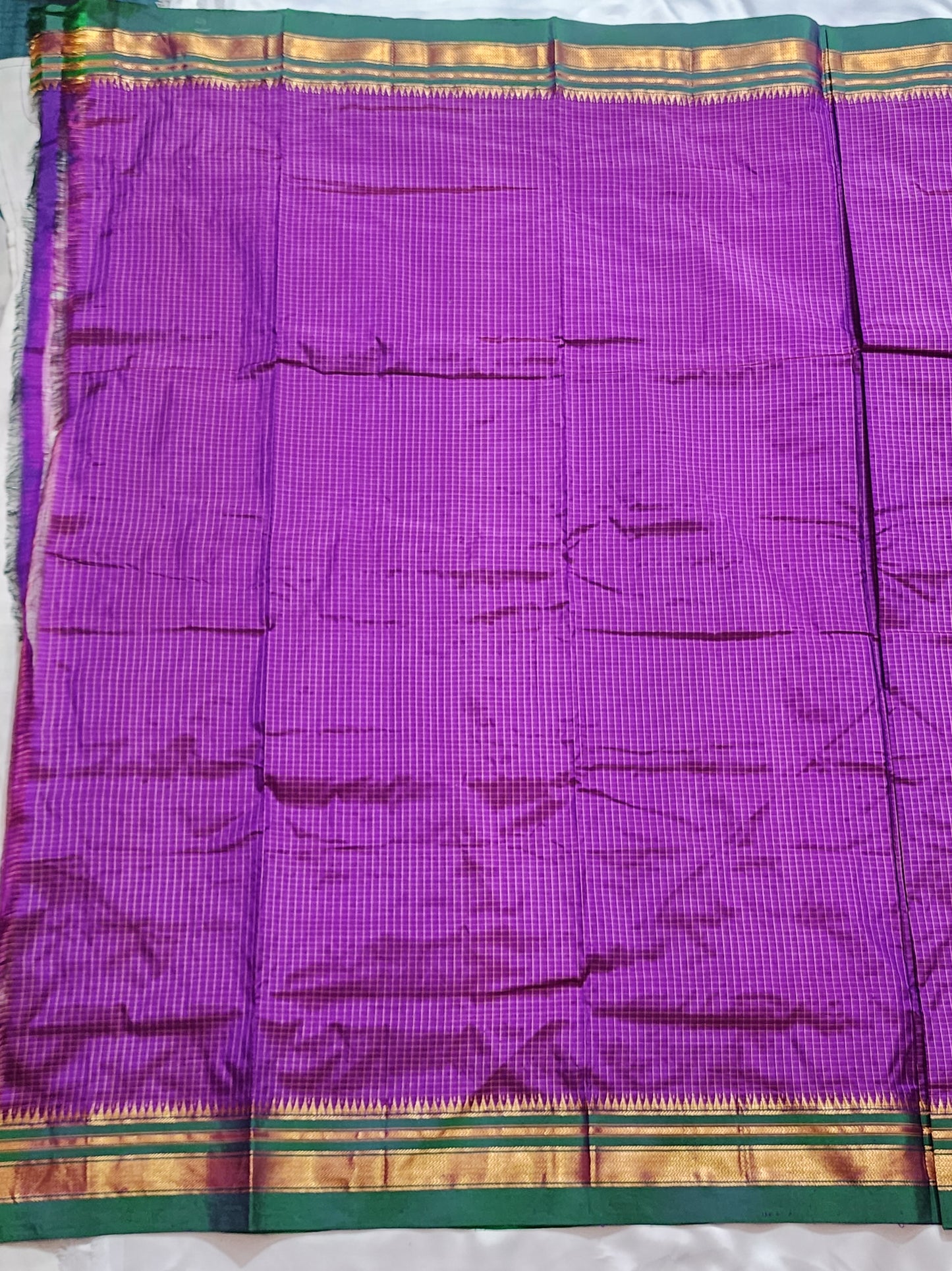 Purple Checks Ilkal Saree