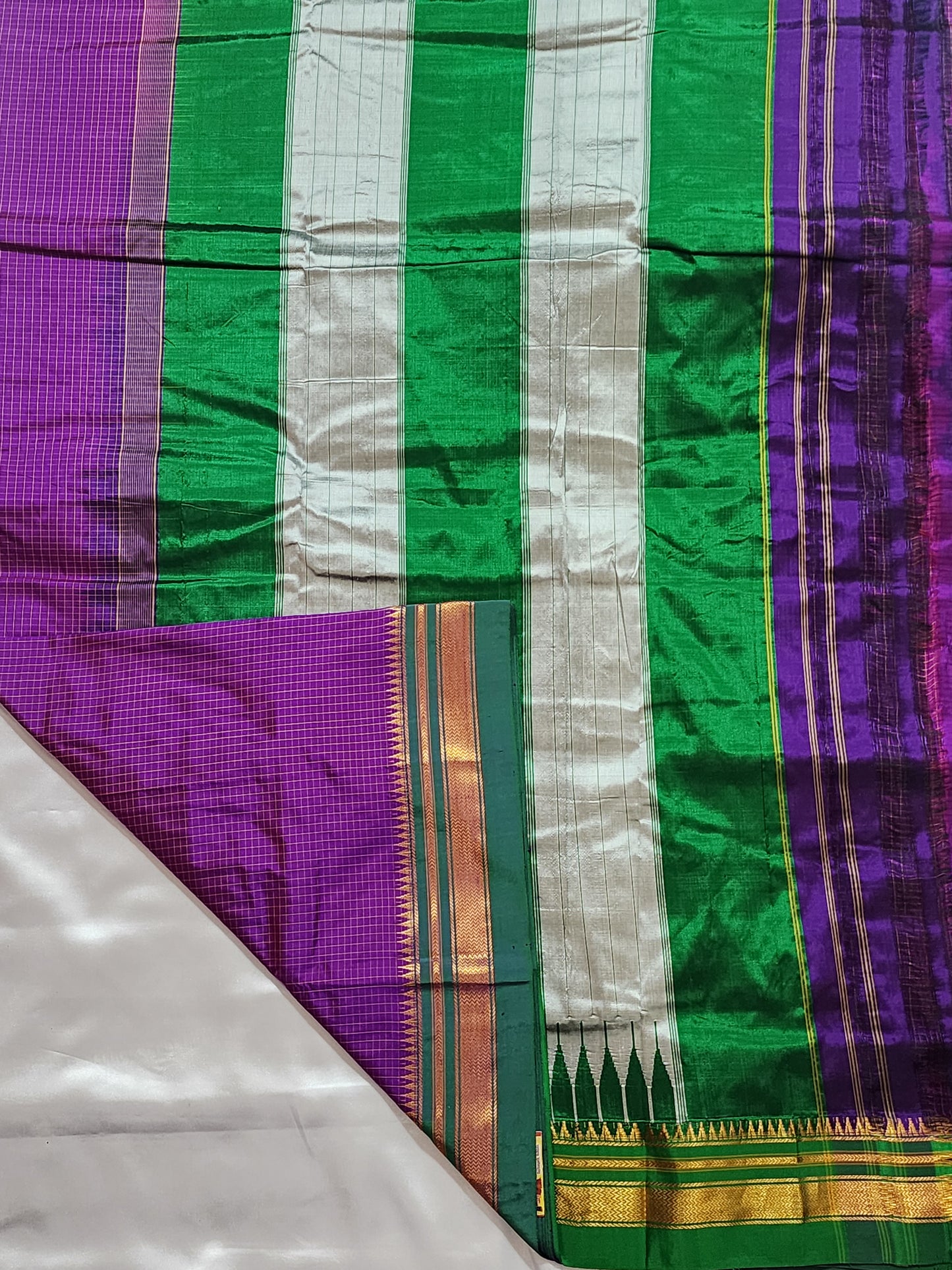 Purple Checks Ilkal Saree