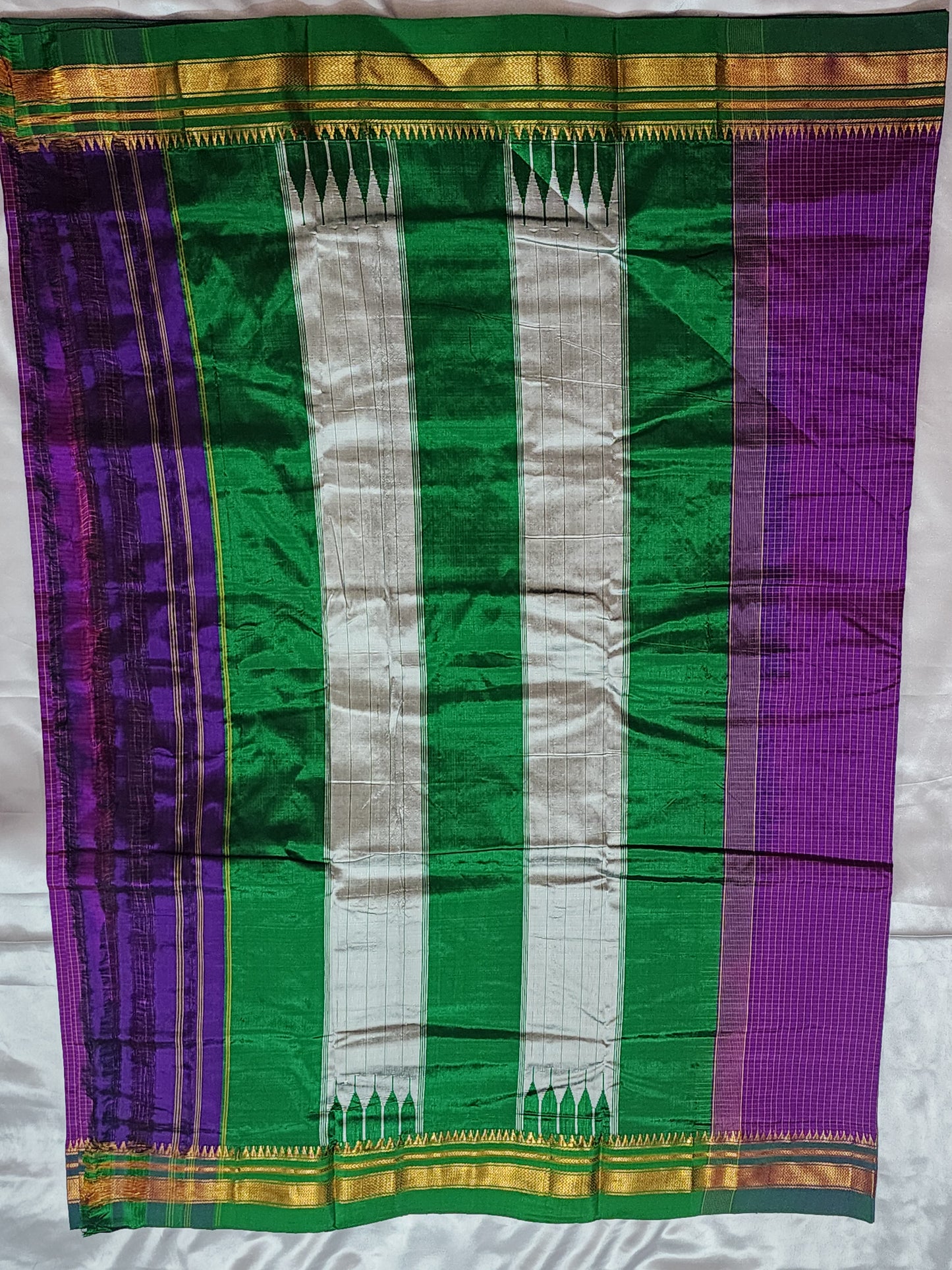 Purple Checks Ilkal Saree