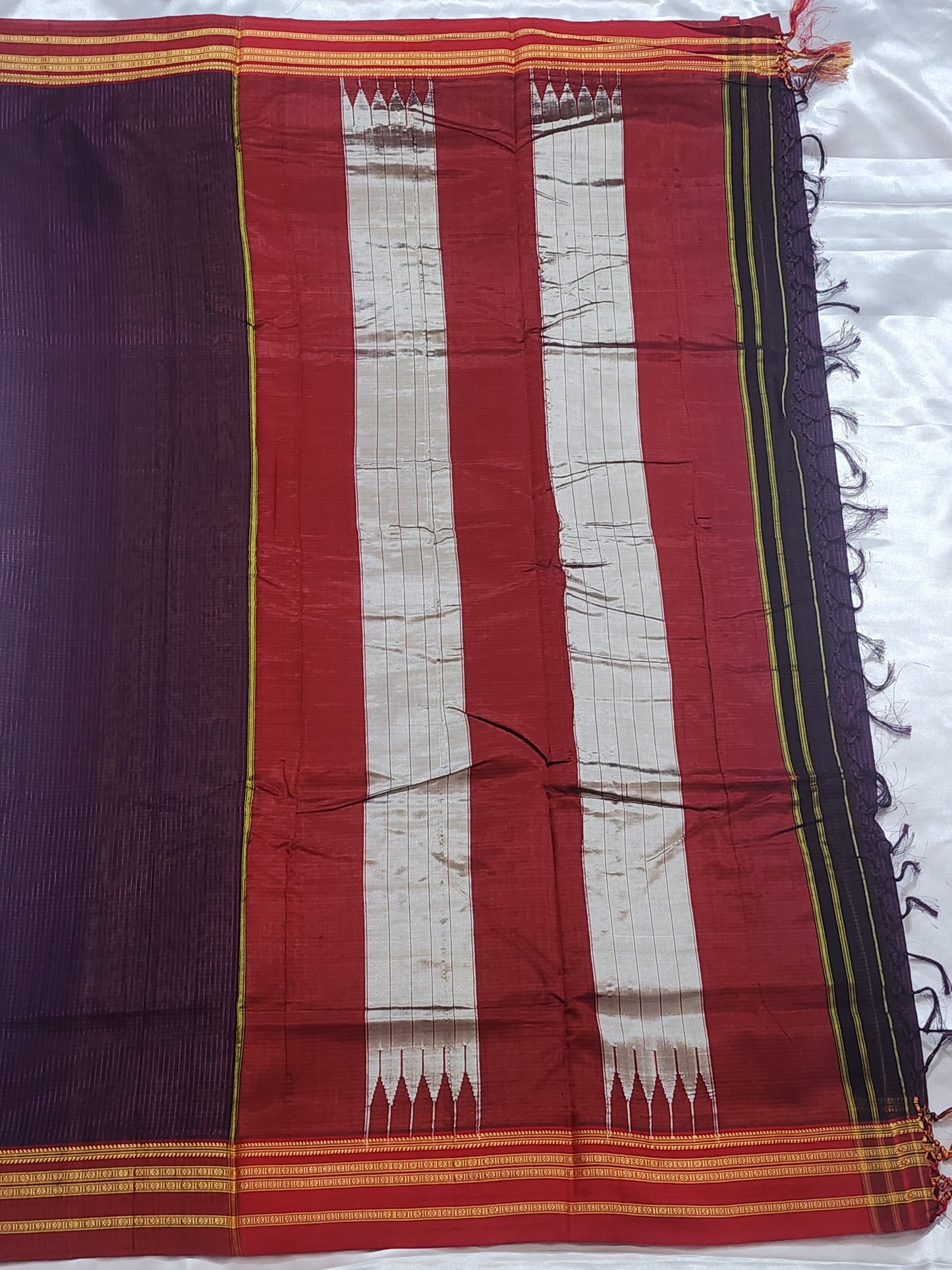 Purple Maroon Ilkal Cotton Saree