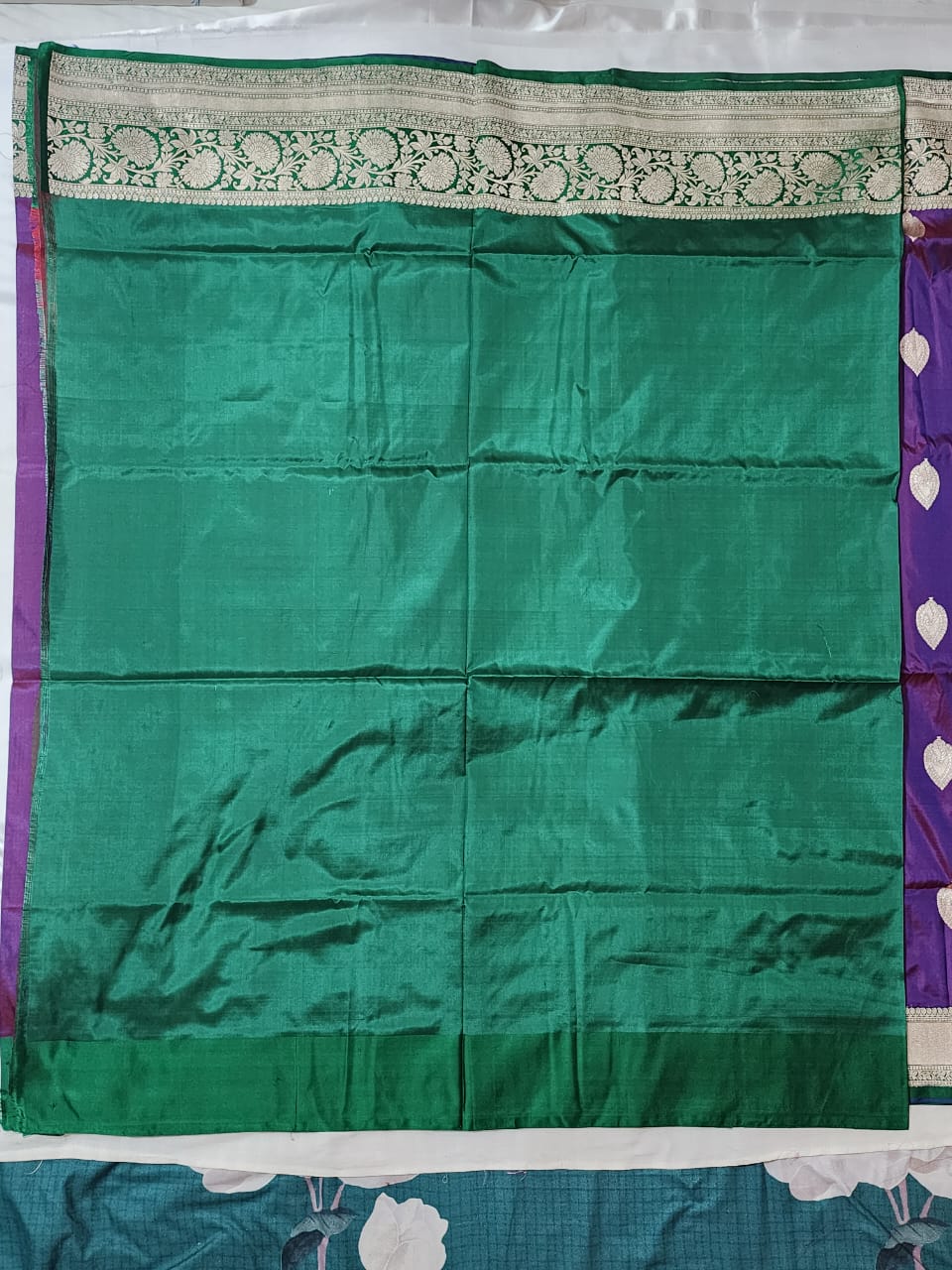 Purple Banarasi Silk Saree with Silver Leaf Motifs