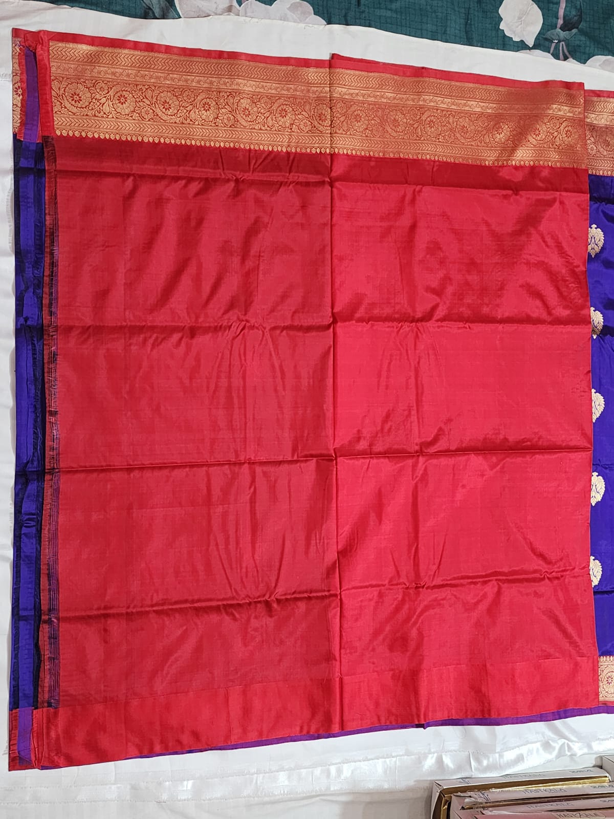 Royal Blue Banarasi Silk Saree with Gold Zari Motifs