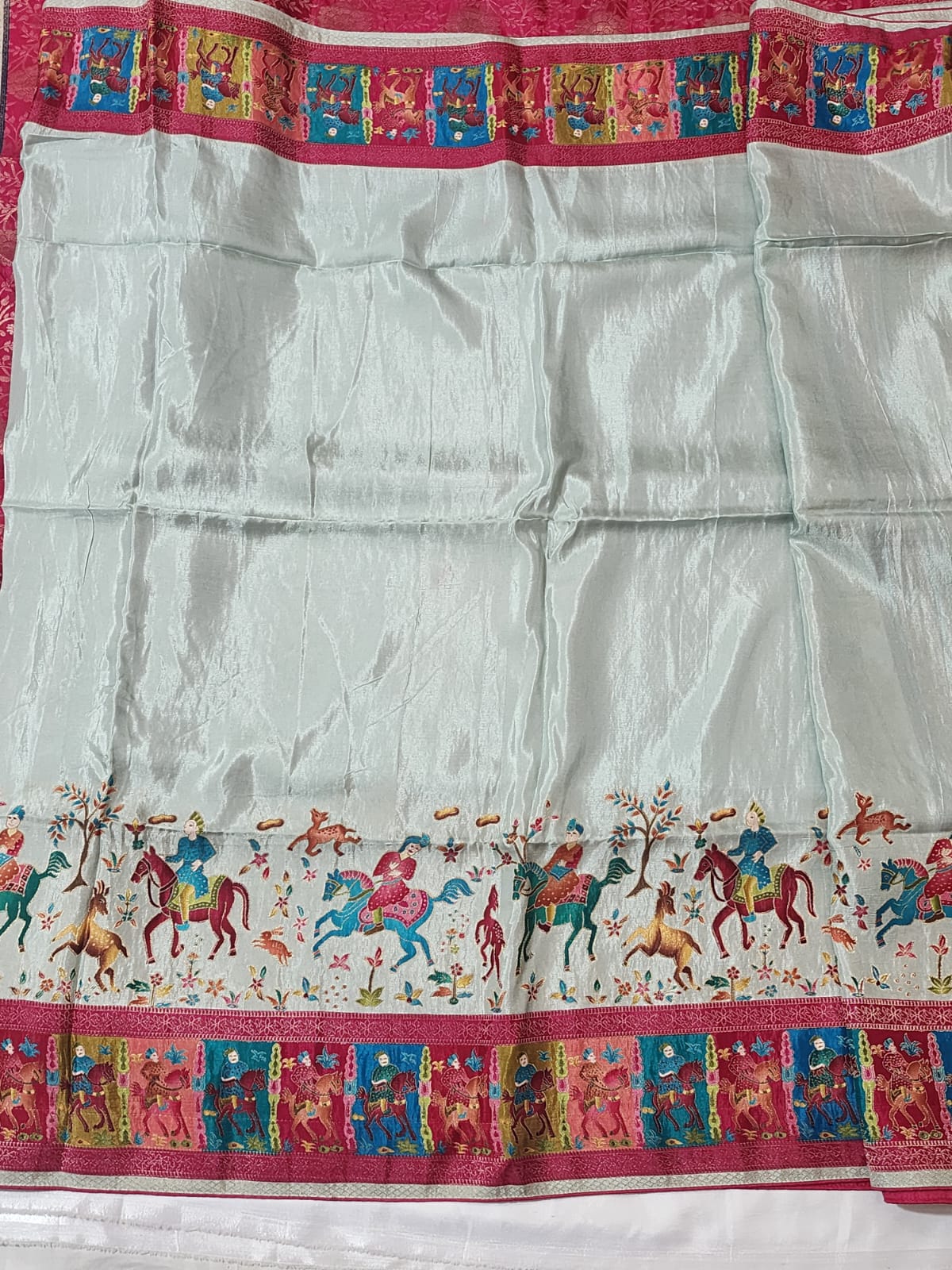 Multicolour with a Cream BaseDola Silk Saree