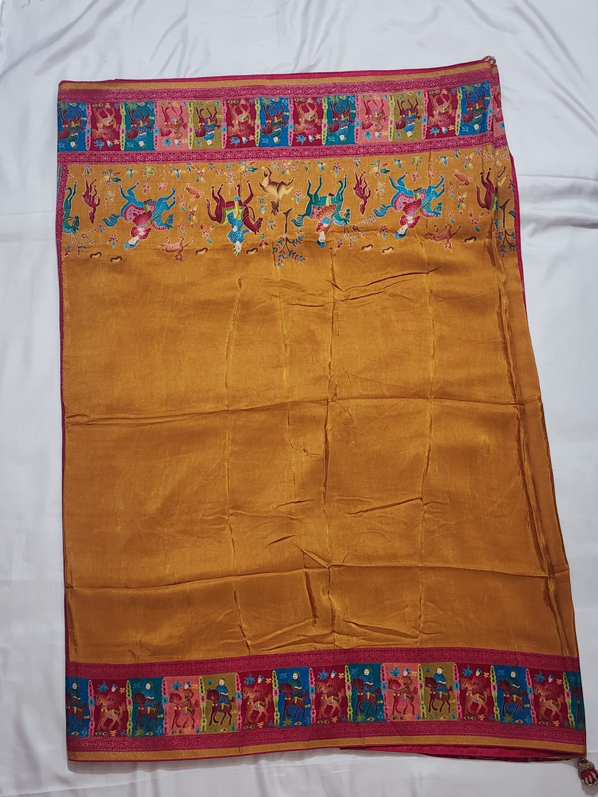 Mustard Yellow Dola Silk Saree