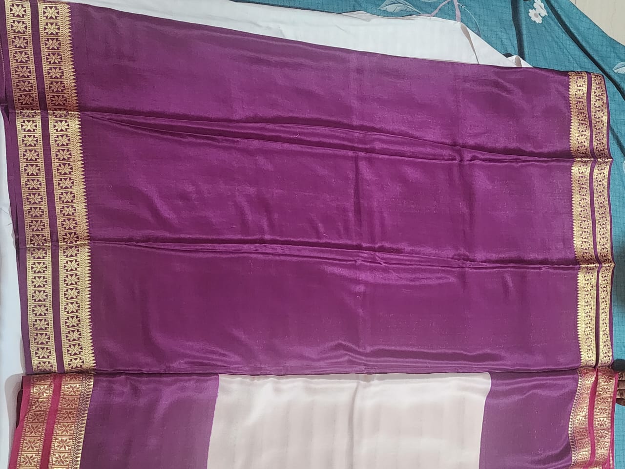 Graceful Cream & Maroon Mysore Silk Saree