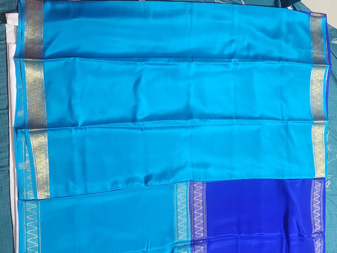 Royal Blue and Violet Mysore Silk Saree