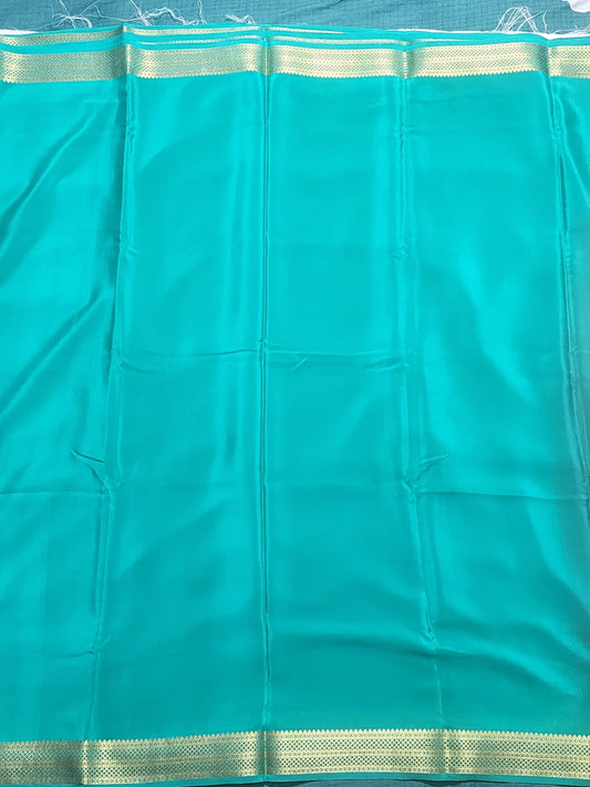 Blue-Green tone Mysore Silk Saree