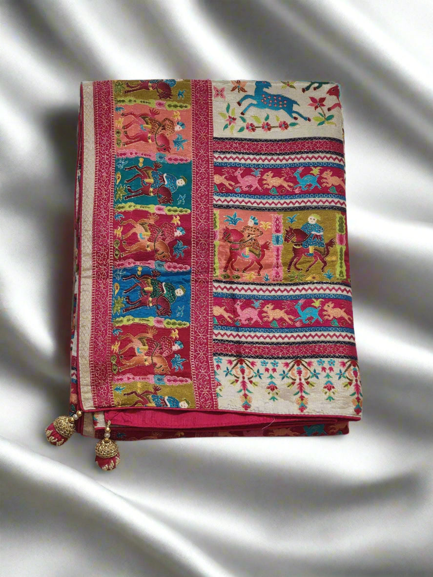 Ivory base Dola Silk Saree