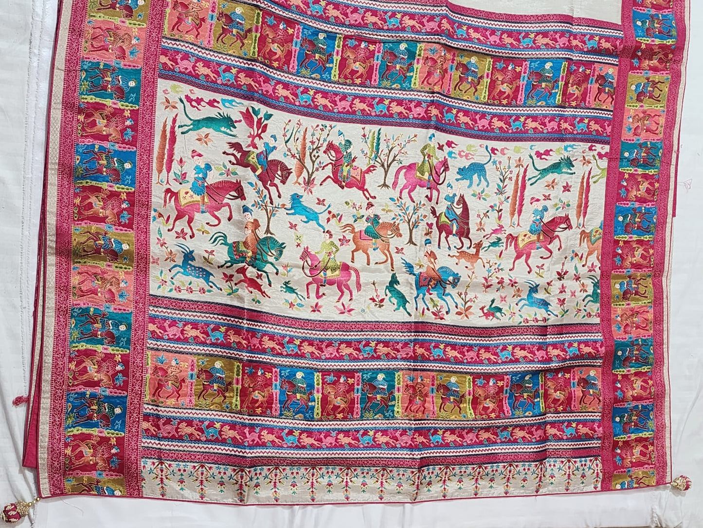 Ivory base Dola Silk Saree