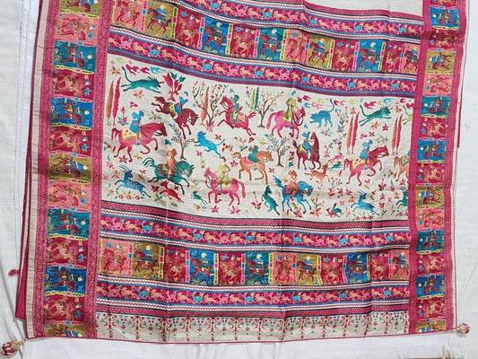 Ivory base Dola Silk Saree