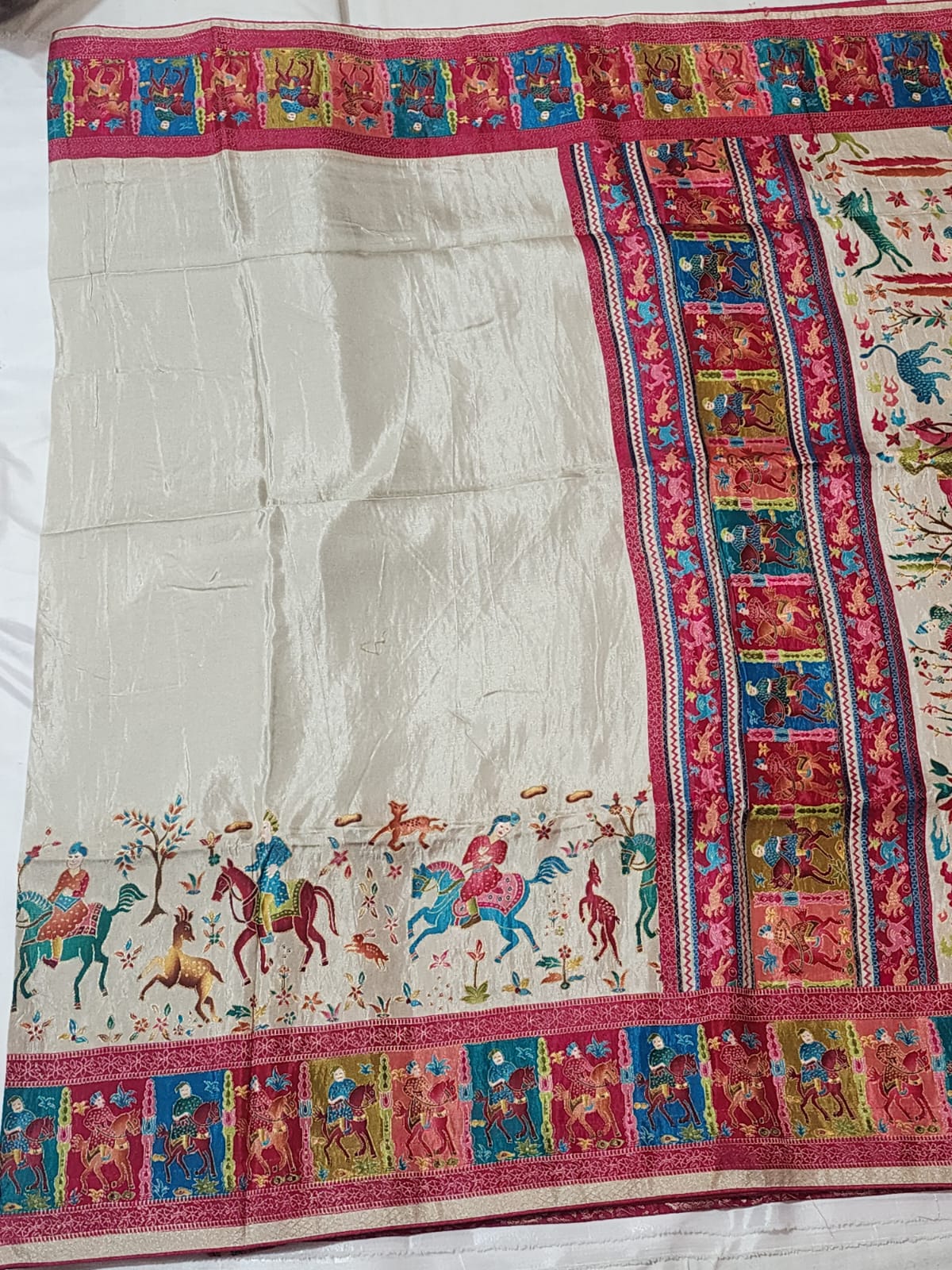 Ivory base Dola Silk Saree