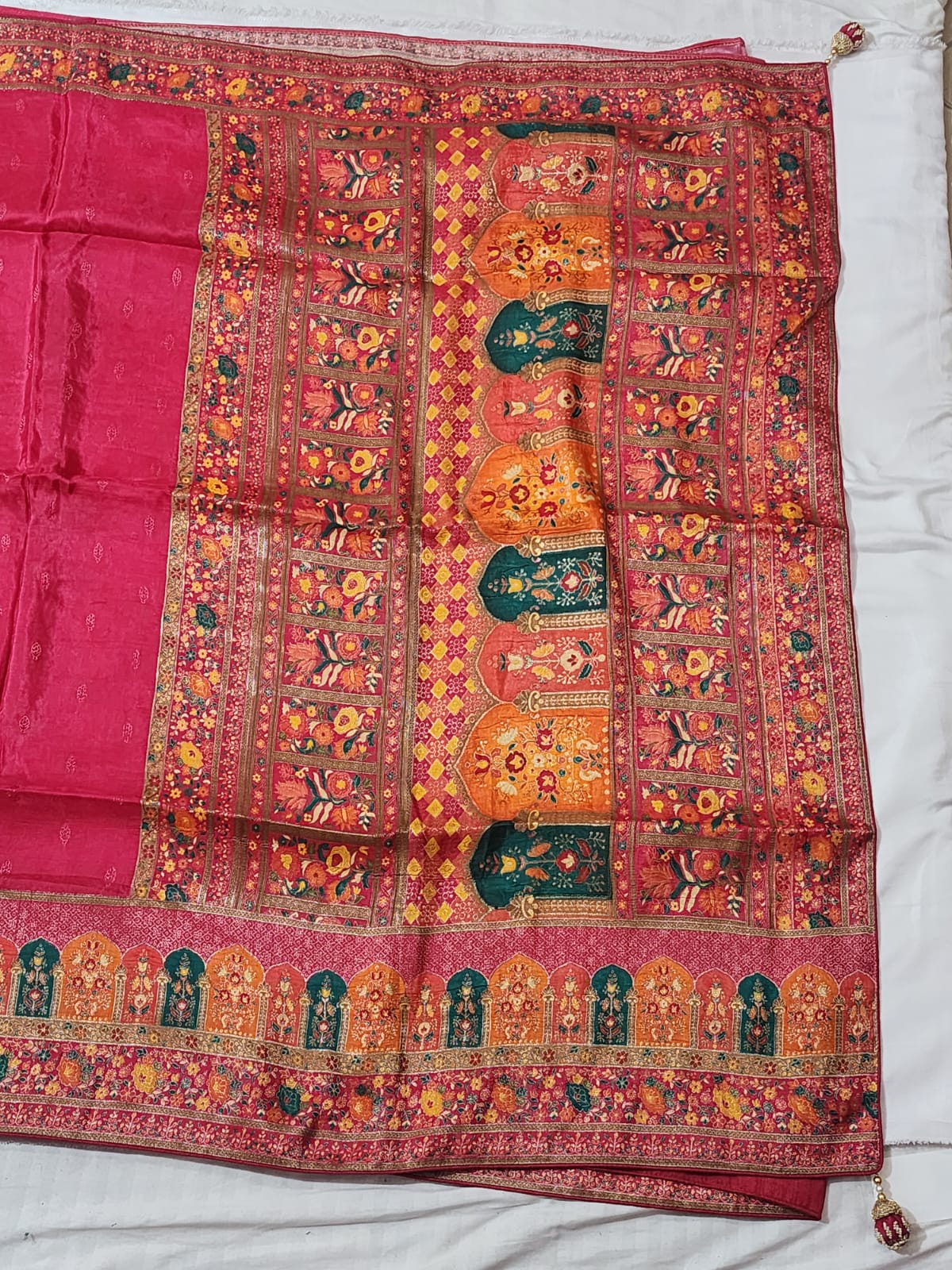 Pink base Dola Silk Saree