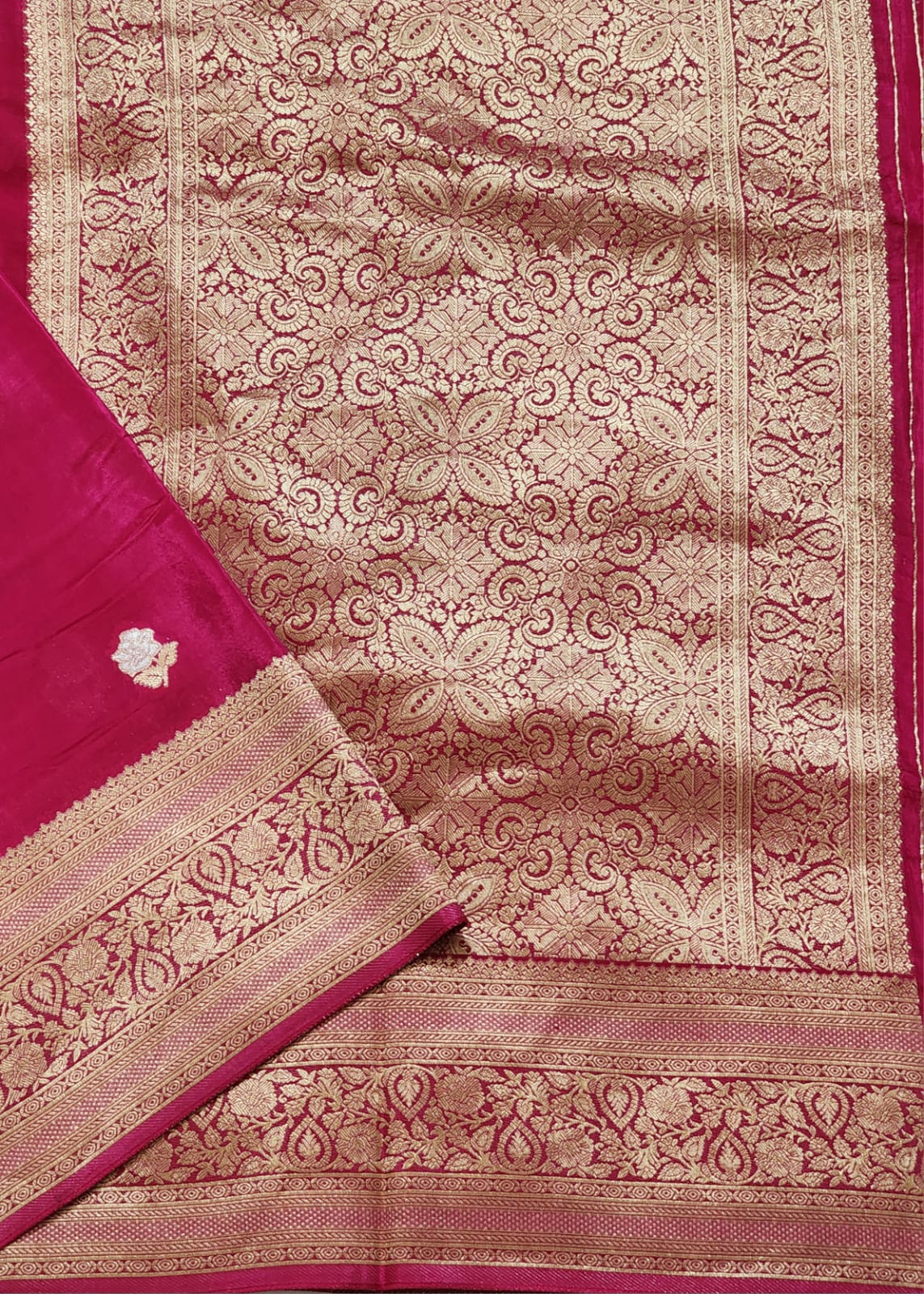 Royal Ruby – Maroon Banaras Silk Saree with Traditional Gold Zari Border