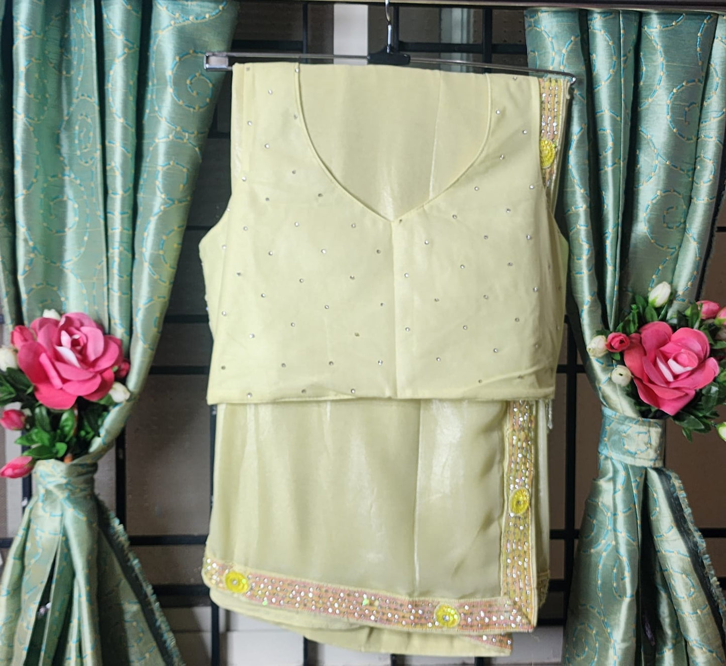 Sunshine Yellow Saree with Sequin and Bead Embroidered Blouse