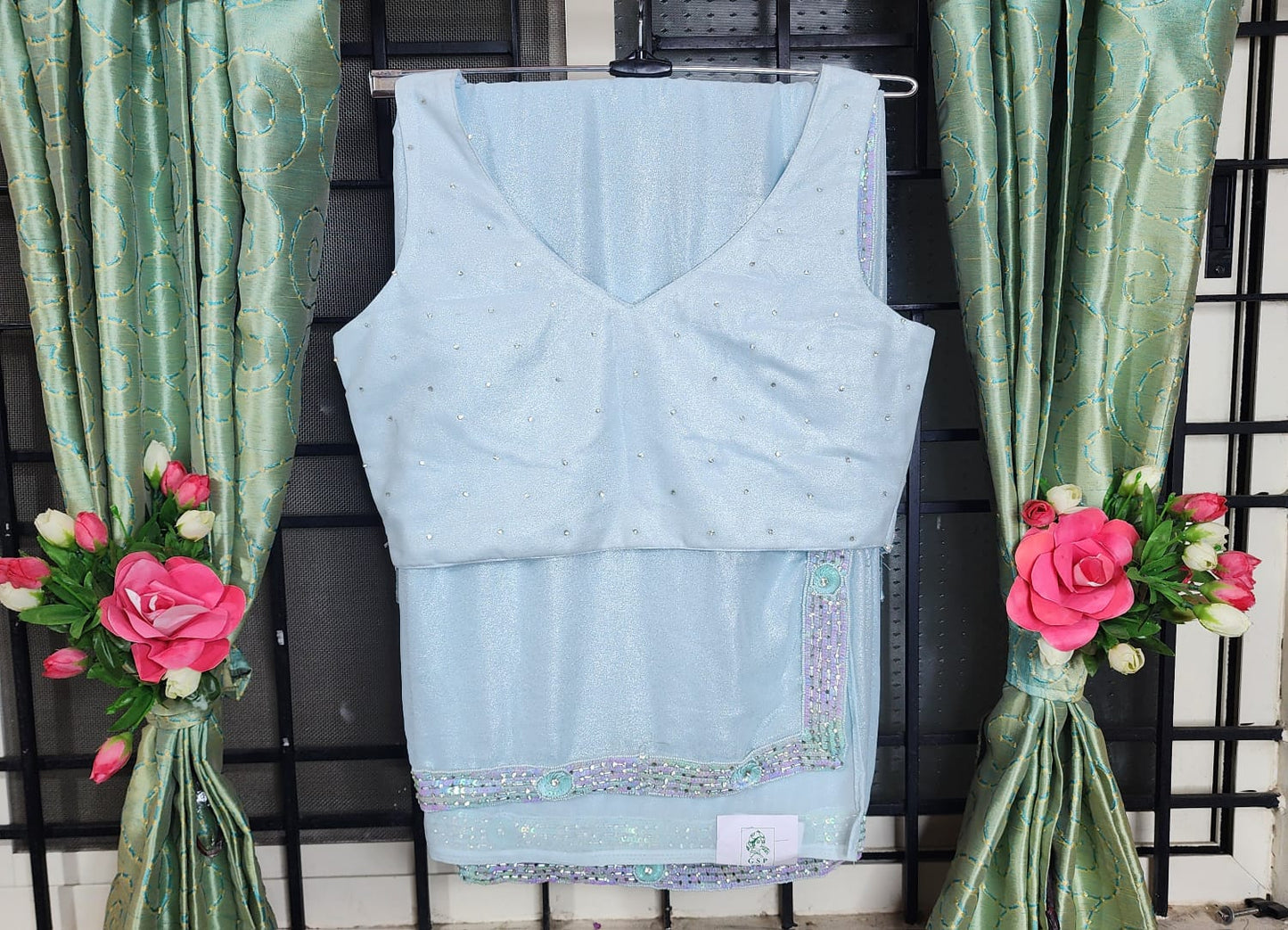Crystal Frost – Saree with Designer Beaded Blouse