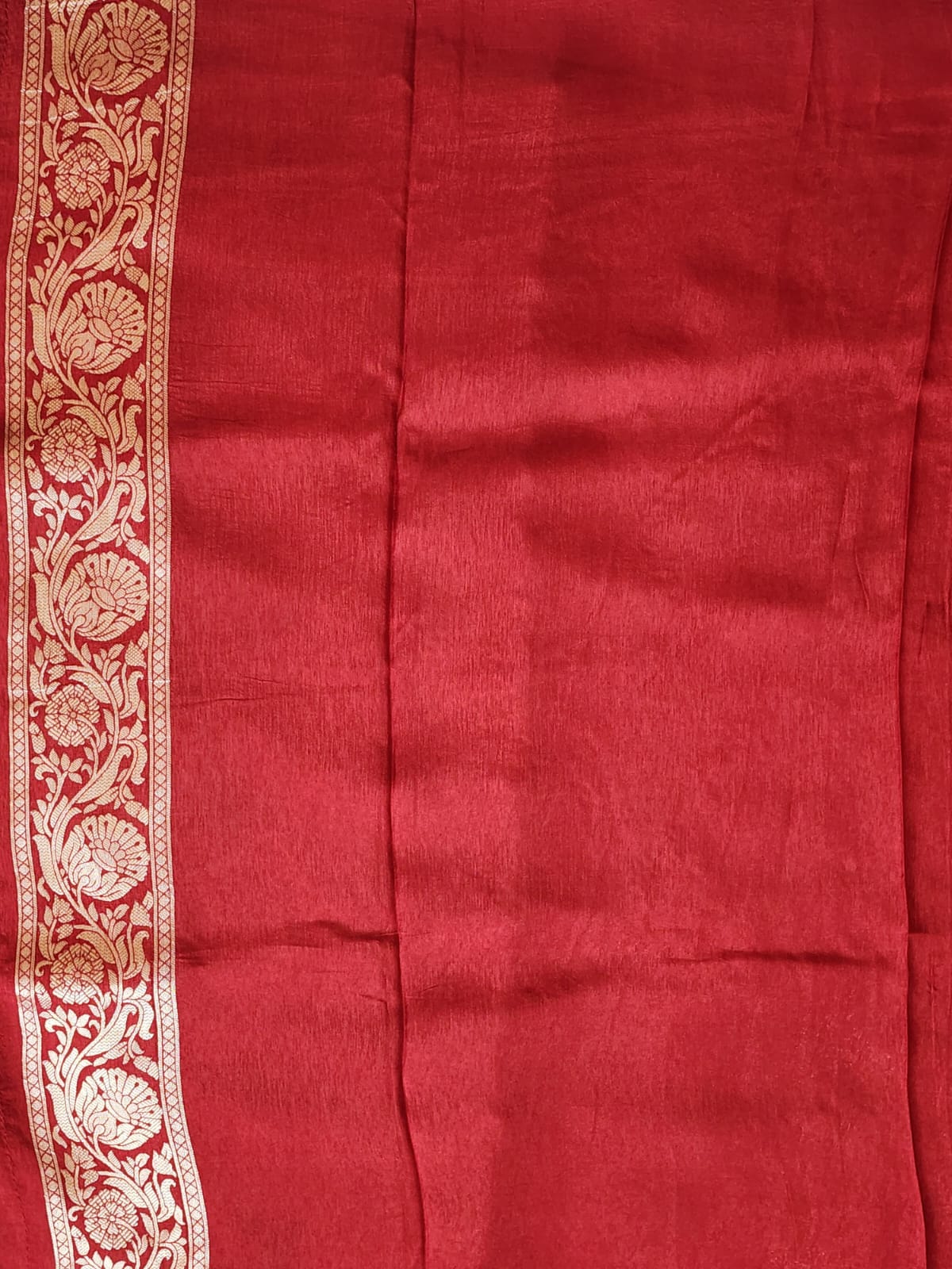 Regal Maroon Banaras Silk Saree with Elegant Floral Zari Border