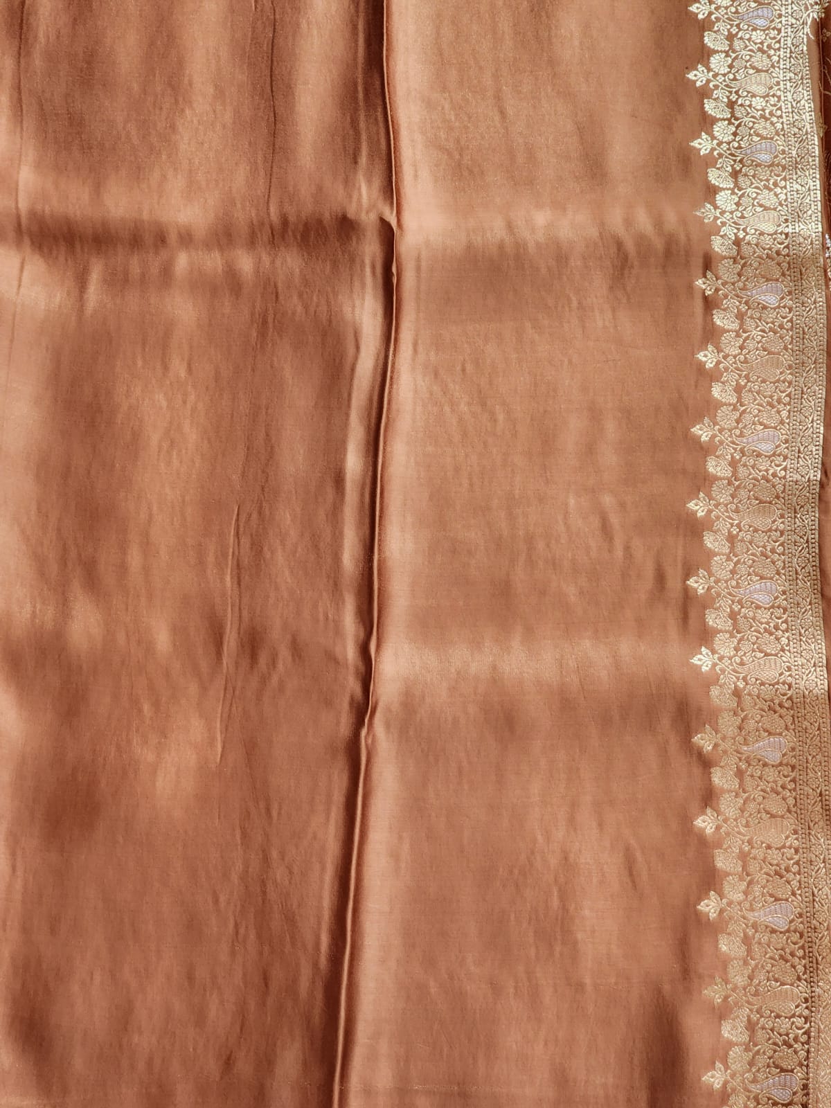 Elegant Coffee Brown Banaras Silk Saree with Golden Zari Weave