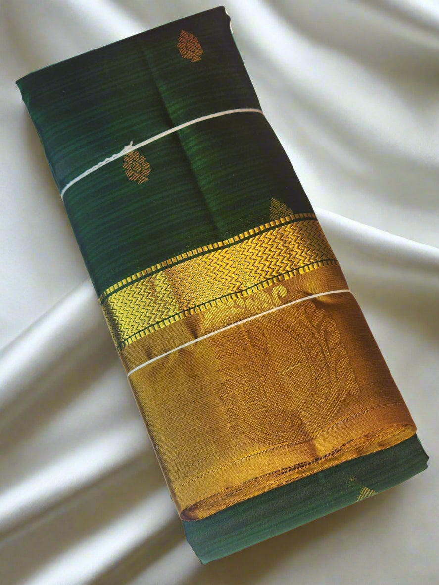 Bottle Green Gadwal Silk Saree
