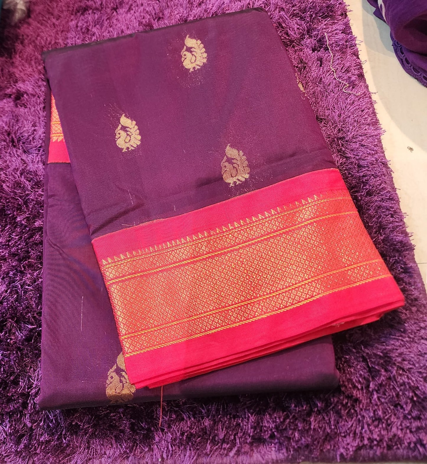 purple Paithani Saree with pink Kadiyal Zari2