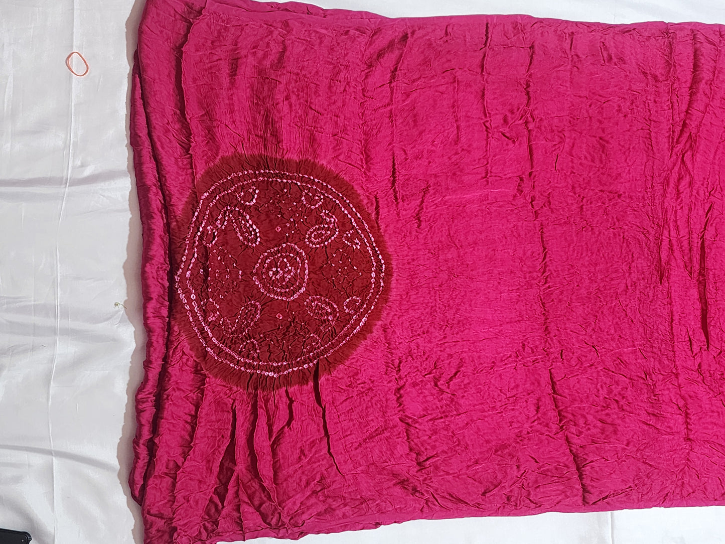 Wine with Pink Border and Golden Zari Pallu Bandhani Modal Silk Saree