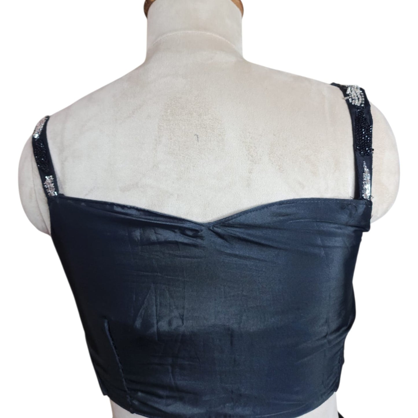 Midnight Sparkle – Party Wear Saree with Sequin Leaf Work Blouse