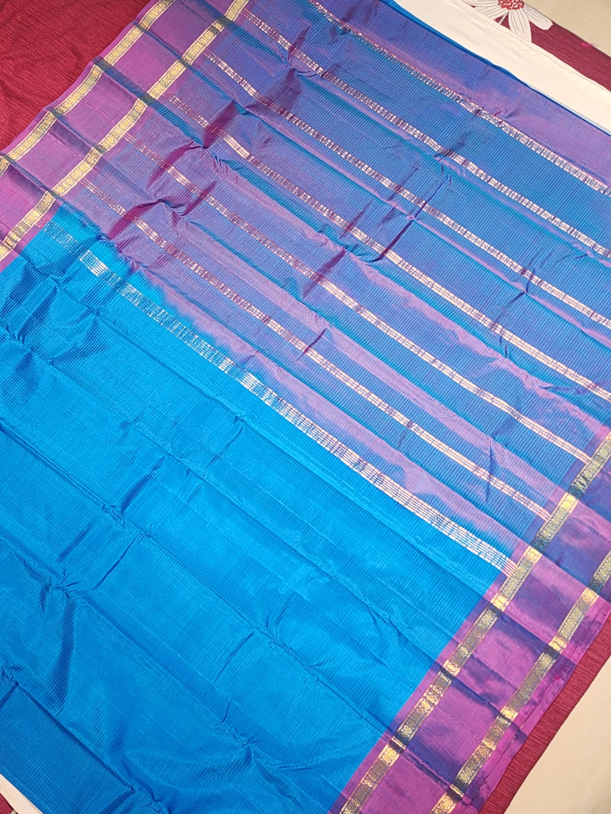 Regal Blue Gadwal Silk Saree