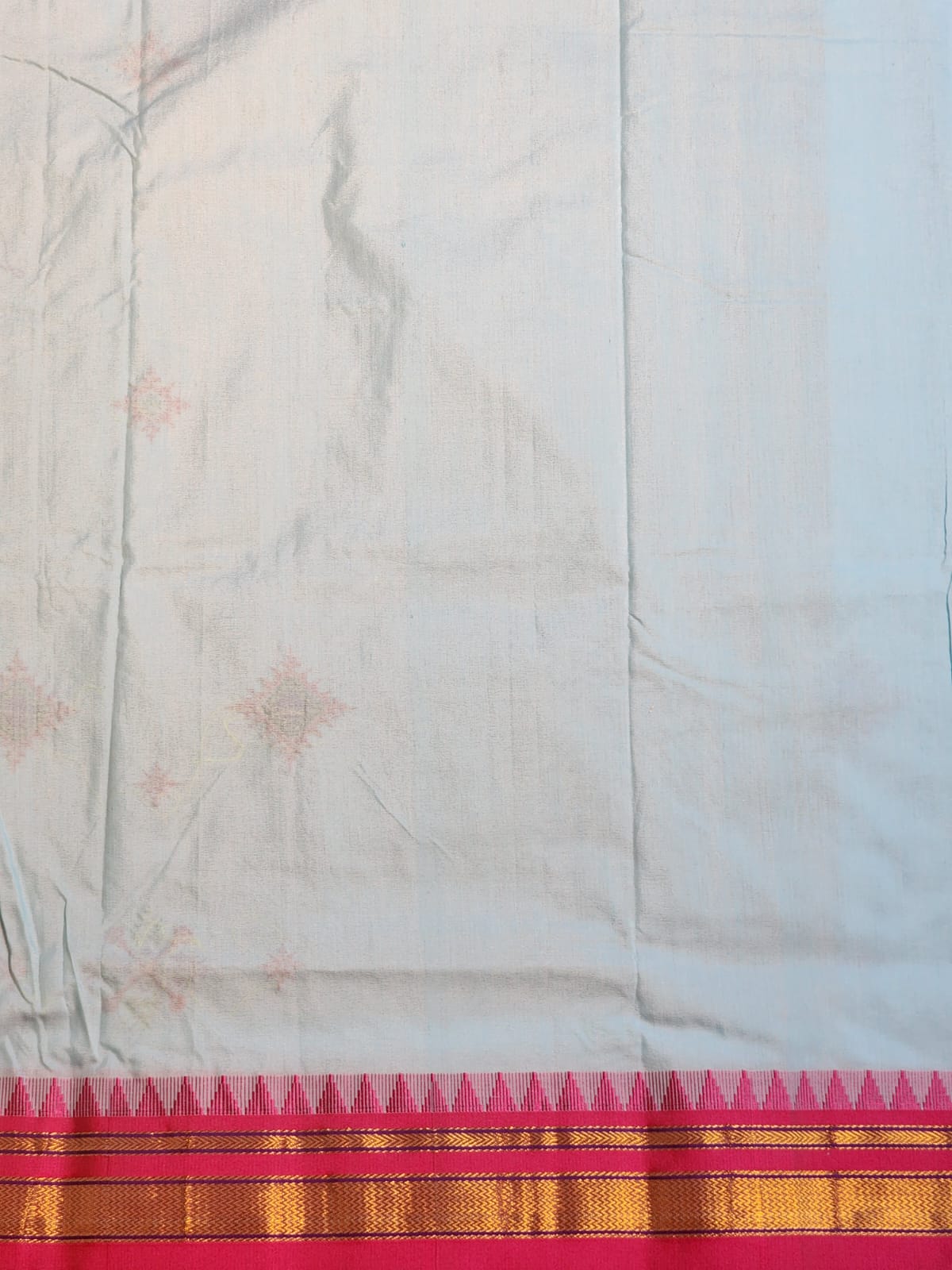 Sky Blue flower Ilkal Kasuti Cotton Saree