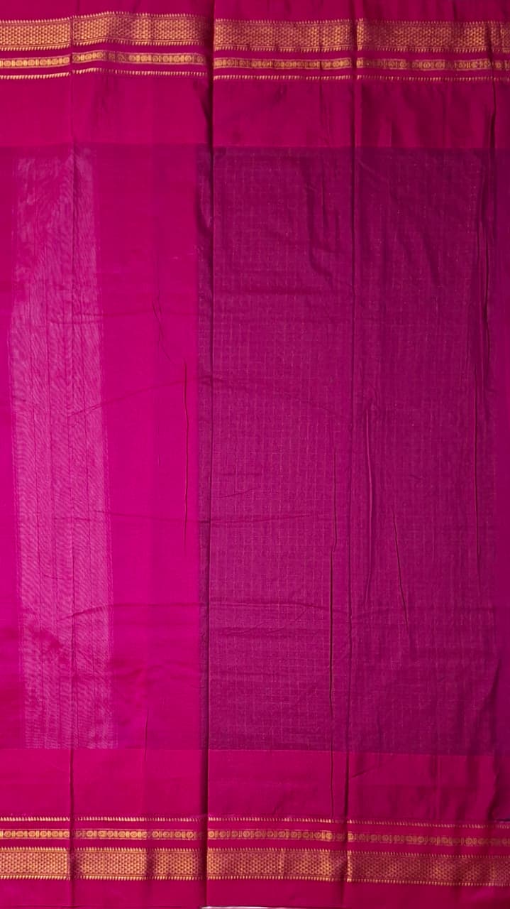 Royal Blue Gadwal Chaduranga Ilkal Cotton Saree with Contrast Zari Border & Pallu