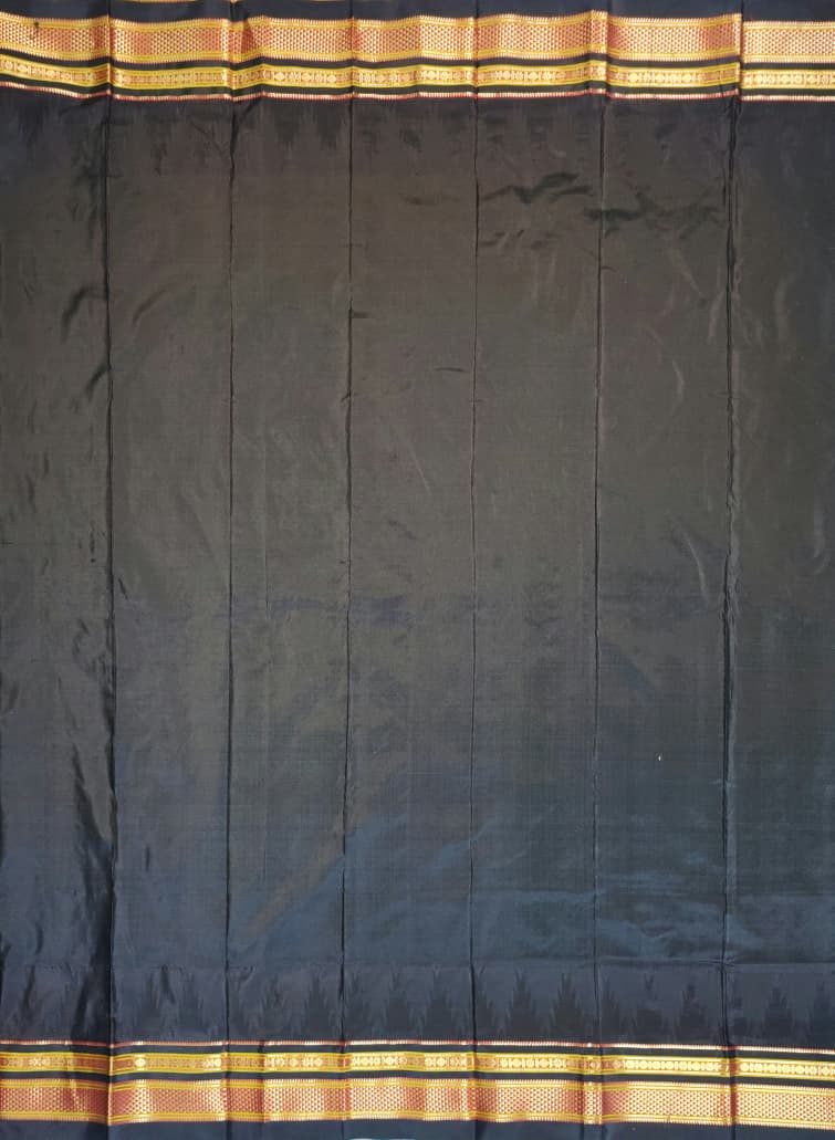 Emerald Green Ilkal Gadwal Pure Silk Saree - Malabar Edition