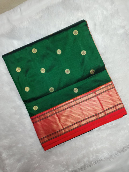 Deep green-Paithani-Silk
