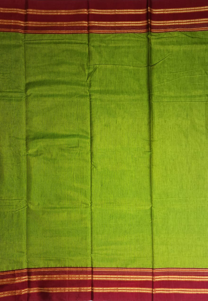 Green–Maroon Small Checks Ilkal Cotton Saree