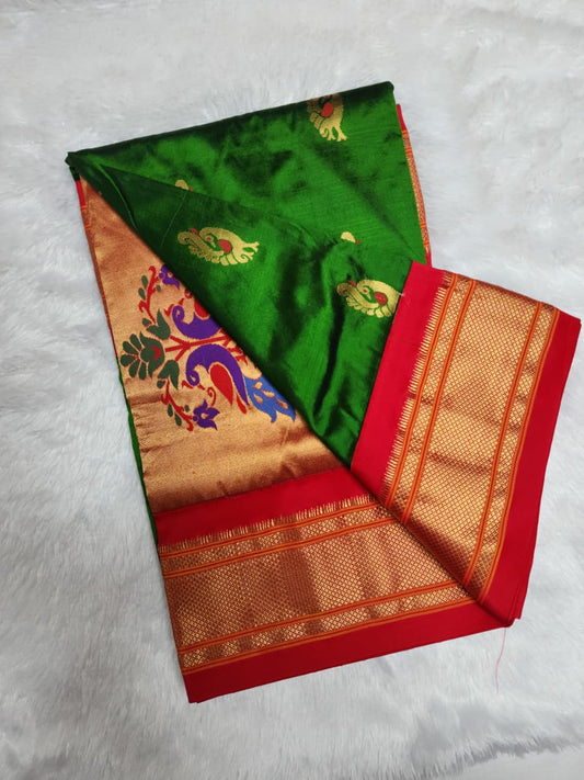 green-red-Paithani-silk