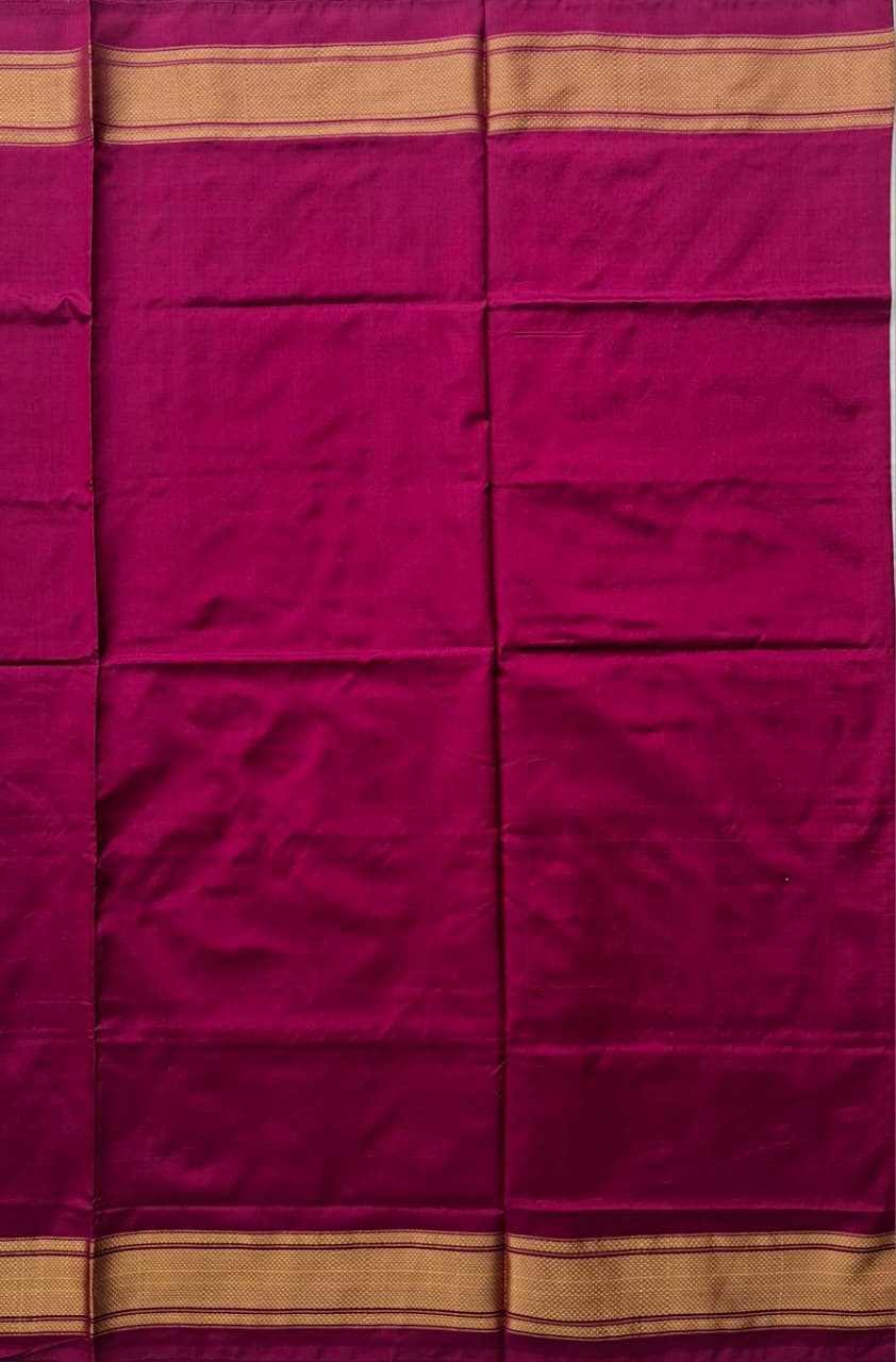 Deep Wine Pink Handloom Pochampally pure silk -Floral design