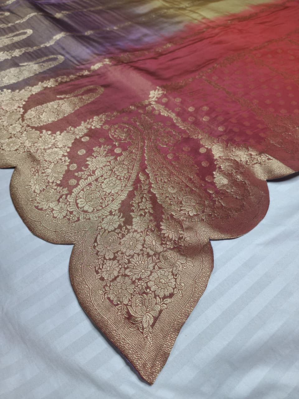 Peach 4-shaded Designer Saree