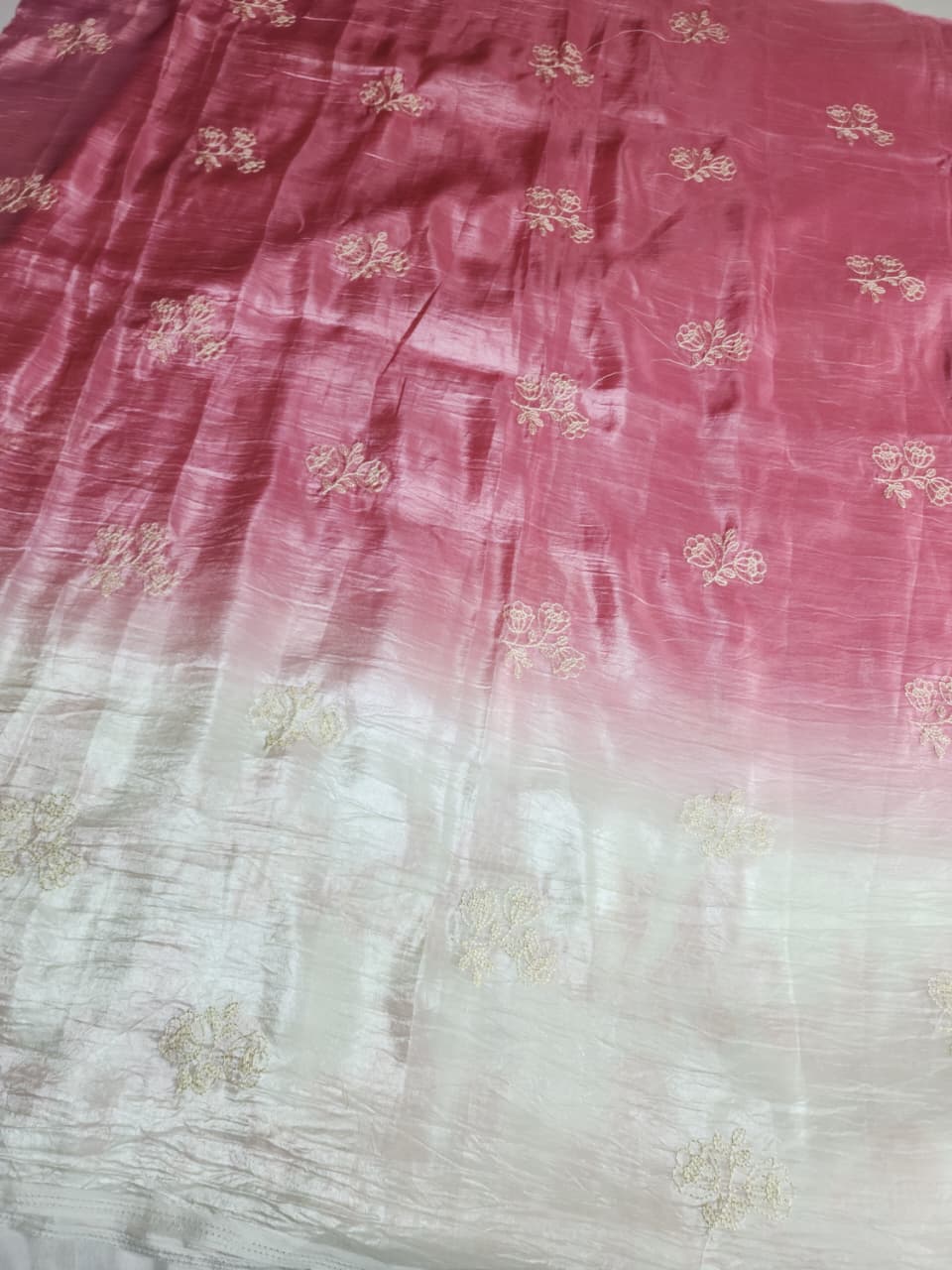 Ombre Rose Pink Fancy Embroidered Saree