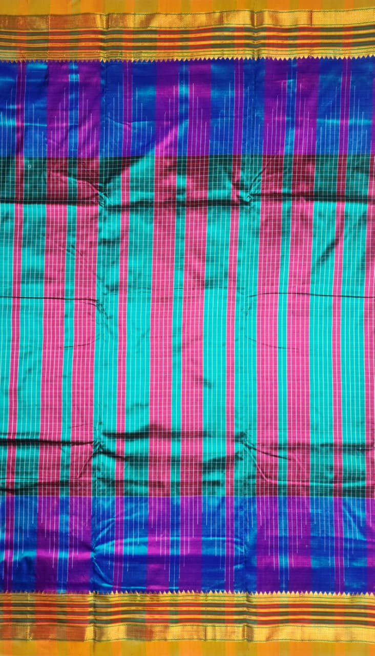 Purple Blue Exclusive 3D Ilkal saree