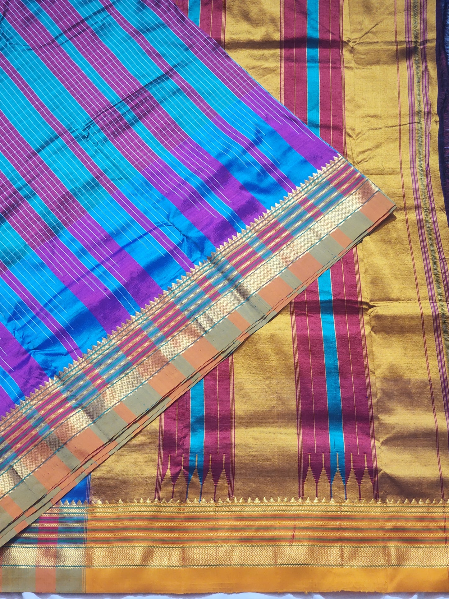 Puprle blue ilkal silk saree