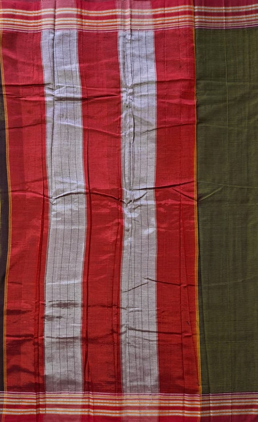 green-Maroon Ilkal Mercerized Cotton (raasta saree)